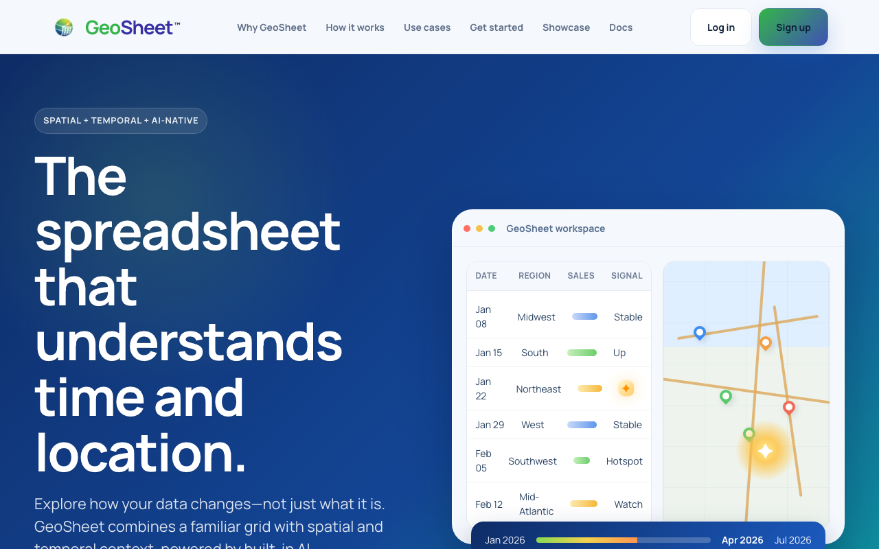 GeoSheet — collaborative spreadsheet with geospatial functions and AI assistant